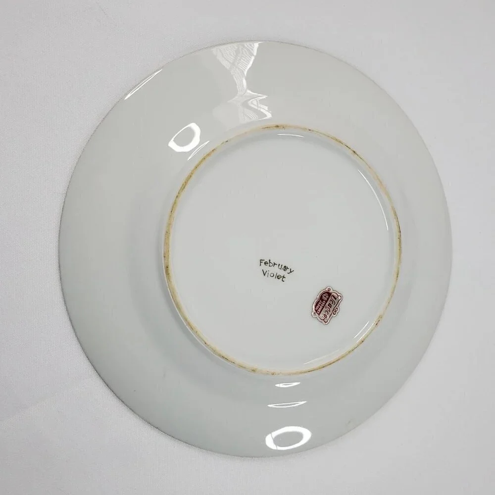 Ucagco Japan February Violet Flower Lusterware Plate 7.5